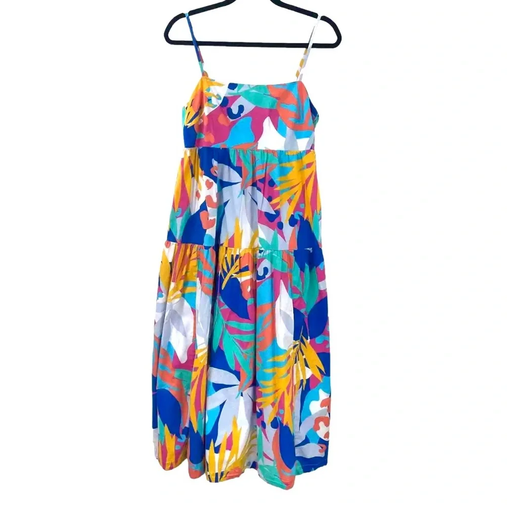 J. Crew Tie-back Tiered Midi Dress